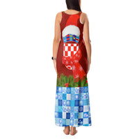 Croatia Christmas Tank Maxi Dress with Dalmatian Dog Presents and Red Plaid Holiday - Wonder Print Shop