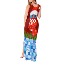 Croatia Christmas Tank Maxi Dress with Dalmatian Dog Presents and Red Plaid Holiday - Wonder Print Shop