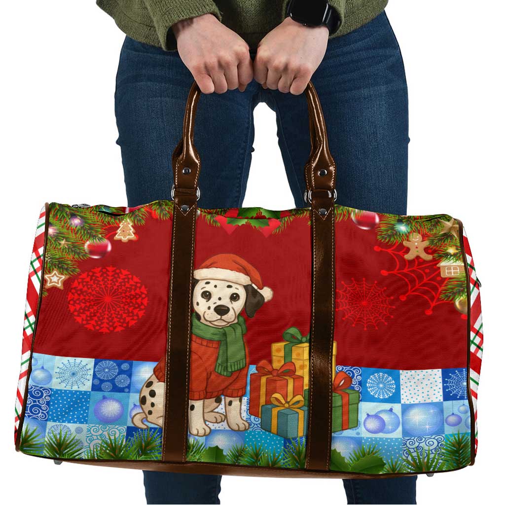 Croatia Christmas Travel Bag with Dalmatian Dog Presents and Red Plaid Holiday - Wonder Print Shop