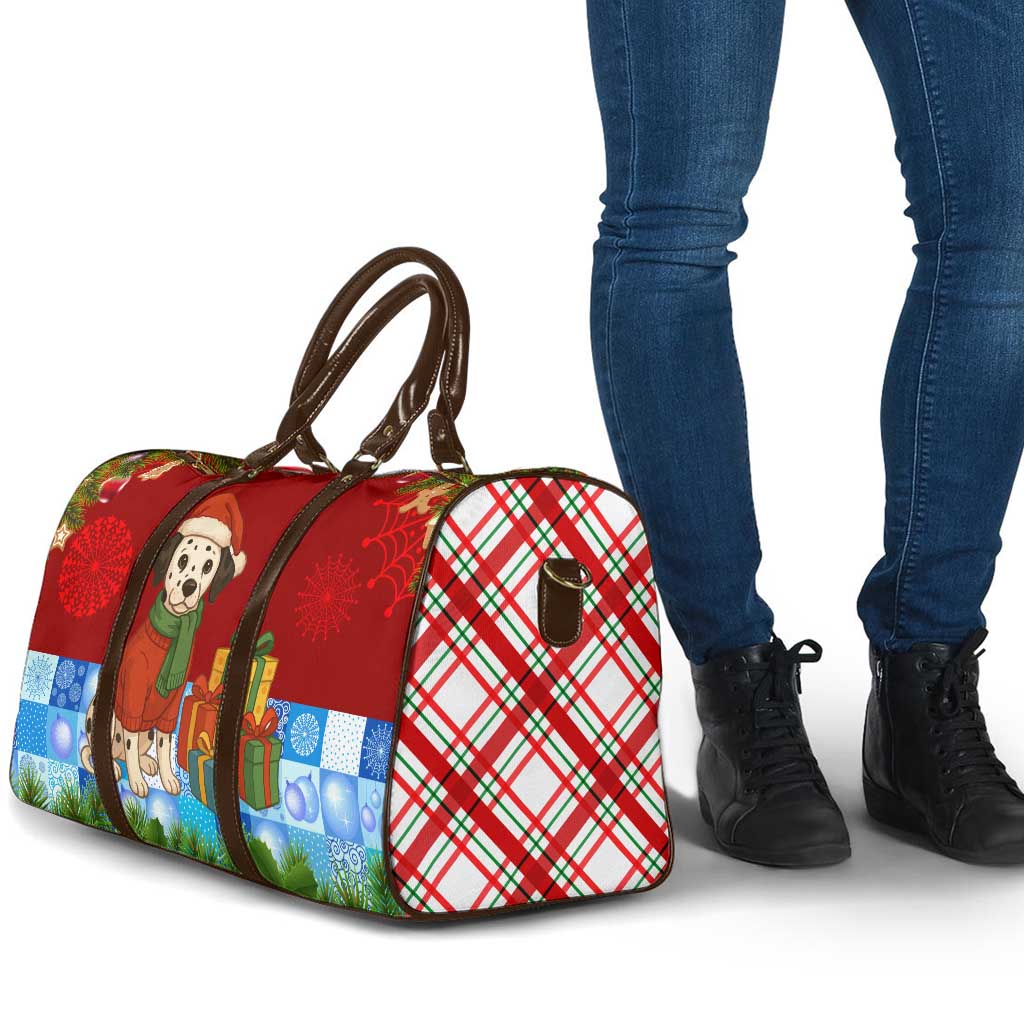 Croatia Christmas Travel Bag with Dalmatian Dog Presents and Red Plaid Holiday - Wonder Print Shop