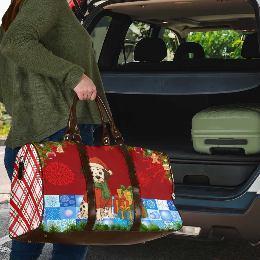 Croatia Christmas Travel Bag with Dalmatian Dog Presents and Red Plaid Holiday - Wonder Print Shop