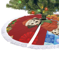 Croatia Christmas Tree Skirt with Dalmatian Dog Presents and Red Plaid Holiday - Wonder Print Shop