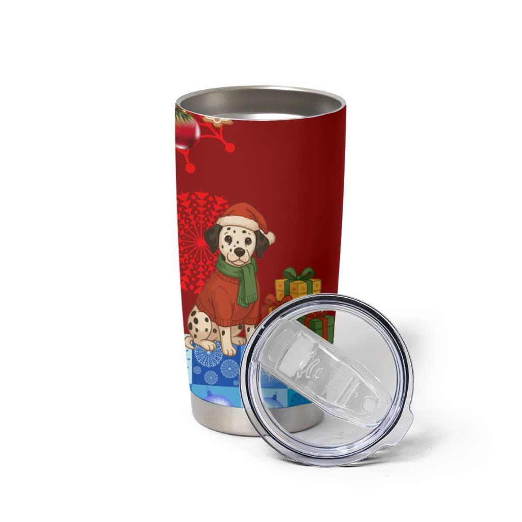 Croatia Christmas Tumbler Cup with Dalmatian Dog Presents and Red Plaid Holiday - Wonder Print Shop