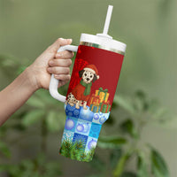 Croatia Christmas Tumbler With Handle with Dalmatian Dog Presents and Red Plaid Holiday - Wonder Print Shop