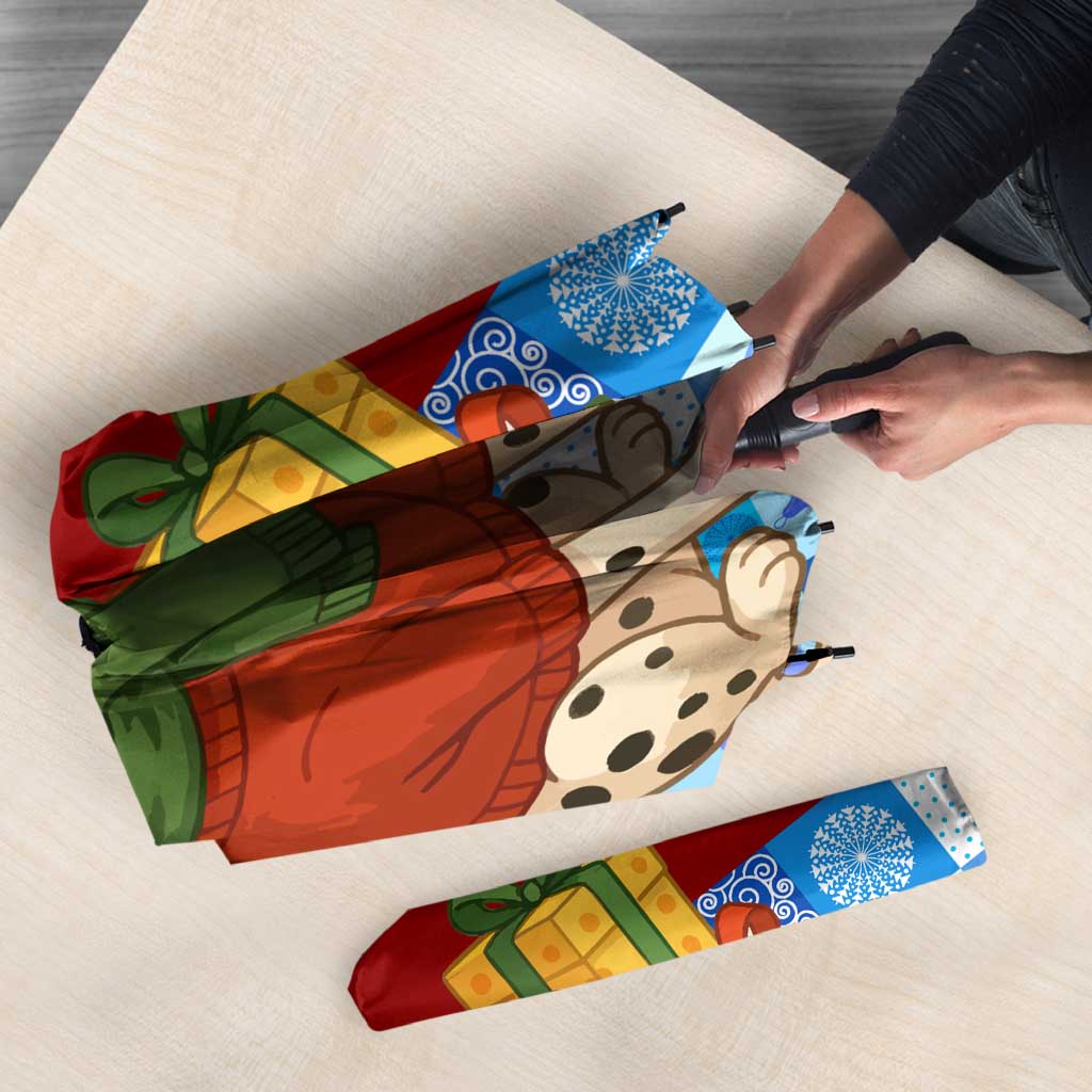 Croatia Christmas Umbrella with Dalmatian Dog Presents and Red Plaid Holiday - Wonder Print Shop