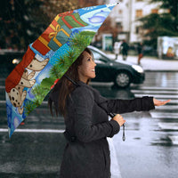 Croatia Christmas Umbrella with Dalmatian Dog Presents and Red Plaid Holiday - Wonder Print Shop