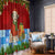 Croatia Christmas Window Curtain with Dalmatian Dog Presents and Red Plaid Holiday - Wonder Print Shop