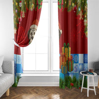 Croatia Christmas Window Curtain with Dalmatian Dog Presents and Red Plaid Holiday - Wonder Print Shop