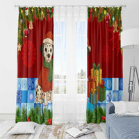 Croatia Christmas Window Curtain with Dalmatian Dog Presents and Red Plaid Holiday - Wonder Print Shop