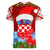 Croatia Christmas Women V-Neck T-Shirt with Dalmatian Dog Presents and Red Plaid Holiday - Wonder Print Shop