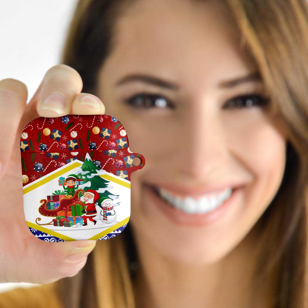 Croatia Christmas AirPods Case with Santa Sleigh Presents and Red Checkered Crest - Wonder Print Shop