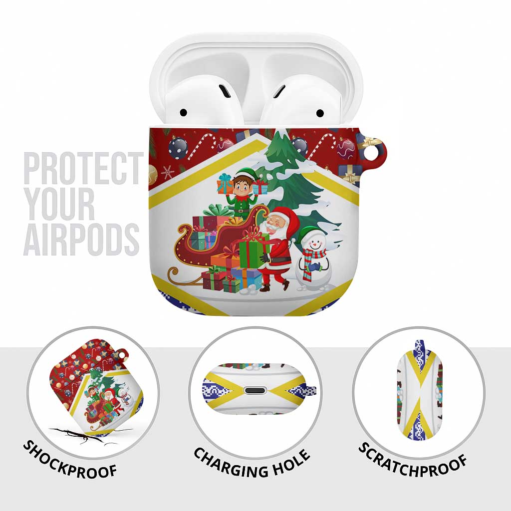 Croatia Christmas AirPods Case with Santa Sleigh Presents and Red Checkered Crest - Wonder Print Shop