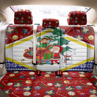 Croatia Christmas Back Car Seat Cover with Santa Sleigh Presents and Red Checkered Crest - Wonder Print Shop