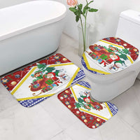 Croatia Christmas Bathroom Set with Santa Sleigh Presents and Red Checkered Crest - Wonder Print Shop