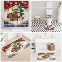 Croatia Christmas Bathroom Set with Santa Sleigh Presents and Red Checkered Crest - Wonder Print Shop