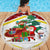 Croatia Christmas Beach Blanket with Santa Sleigh Presents and Red Checkered Crest - Wonder Print Shop