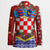 Croatia Christmas Blazer with Santa Sleigh Presents and Red Checkered Crest - Wonder Print Shop