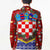 Croatia Christmas Blazer with Santa Sleigh Presents and Red Checkered Crest - Wonder Print Shop