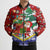 Croatia Christmas Bomber Puffer Jacket with Santa Sleigh Presents and Red Checkered Crest - Wonder Print Shop