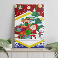 Croatia Christmas Canvas Wall Art with Santa Sleigh Presents and Red Checkered Crest - Wonder Print Shop