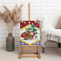 Croatia Christmas Canvas Wall Art with Santa Sleigh Presents and Red Checkered Crest - Wonder Print Shop