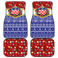 Croatia Christmas Car Mats with Santa Sleigh Presents and Red Checkered Crest - Wonder Print Shop