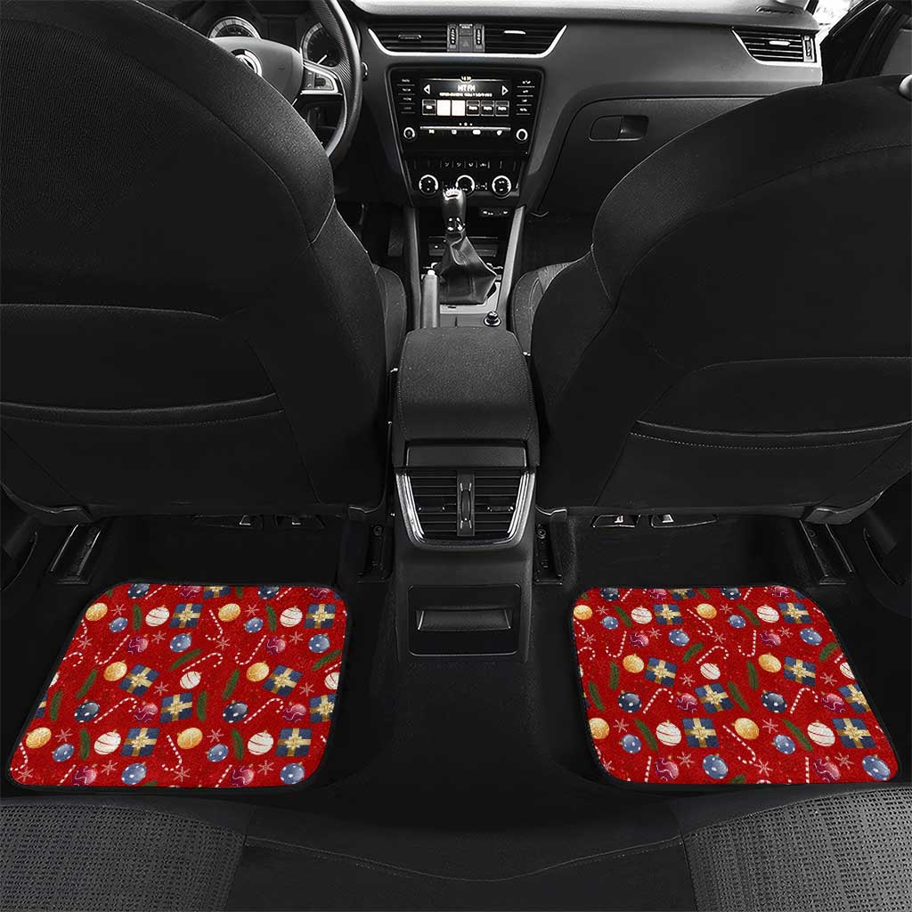 Croatia Christmas Car Mats with Santa Sleigh Presents and Red Checkered Crest - Wonder Print Shop