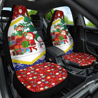Croatia Christmas Car Seat Cover with Santa Sleigh Presents and Red Checkered Crest - Wonder Print Shop