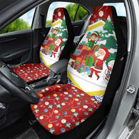 Croatia Christmas Car Seat Cover with Santa Sleigh Presents and Red Checkered Crest - Wonder Print Shop
