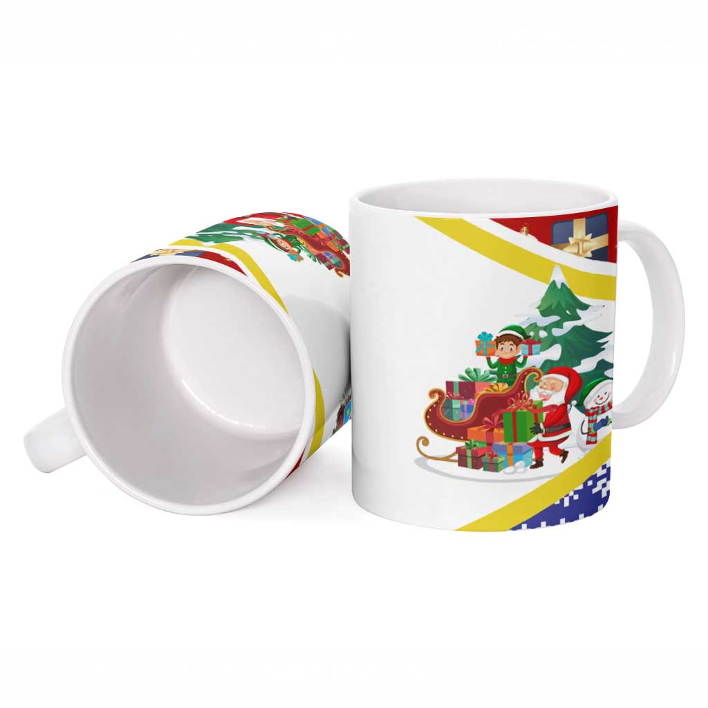 Croatia Christmas Ceramic Mug with Santa Sleigh Presents and Red Checkered Crest - Wonder Print Shop