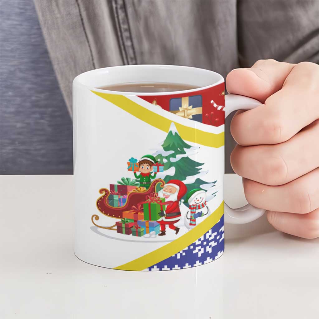Croatia Christmas Ceramic Mug with Santa Sleigh Presents and Red Checkered Crest - Wonder Print Shop