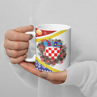 Croatia Christmas Ceramic Mug with Santa Sleigh Presents and Red Checkered Crest - Wonder Print Shop