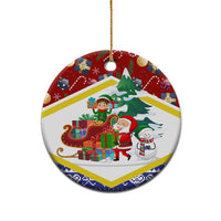 Croatia Christmas Ceramic Ornament with Santa Sleigh Presents and Red Checkered Crest - Wonder Print Shop