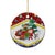 Croatia Christmas Ceramic Ornament with Santa Sleigh Presents and Red Checkered Crest - Wonder Print Shop