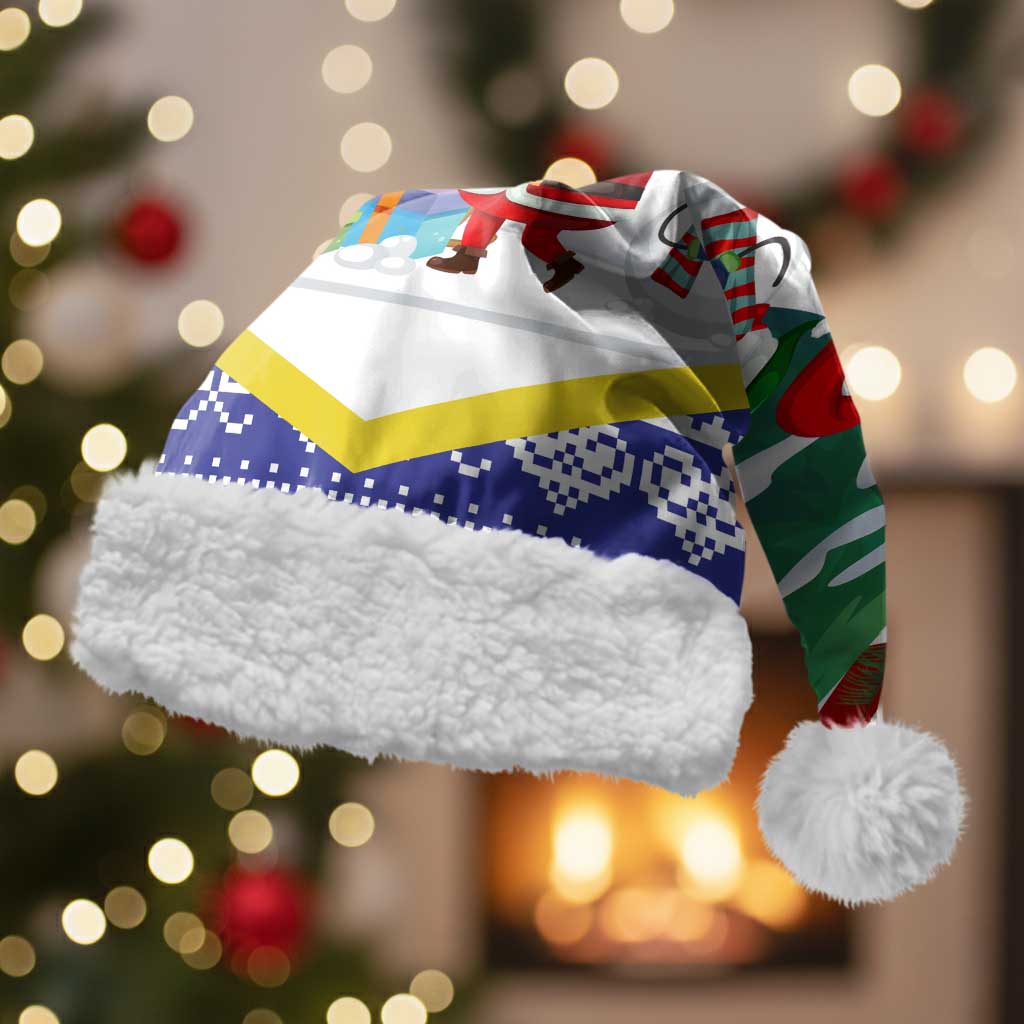 Croatia Christmas Santa Hat with Santa Sleigh Presents and Red Checkered Crest - Wonder Print Shop