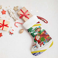 Croatia Christmas Stocking with Santa Sleigh Presents and Red Checkered Crest - Wonder Print Shop