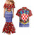 Croatia Christmas Couples Matching Mermaid Dress and Hawaiian Shirt with Santa Sleigh Presents and Red Checkered Crest - Wonder Print Shop