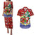 Croatia Christmas Couples Matching Puletasi and Hawaiian Shirt with Santa Sleigh Presents and Red Checkered Crest - Wonder Print Shop