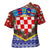 Croatia Christmas Cross Shoulder Shirt with Santa Sleigh Presents and Red Checkered Crest - Wonder Print Shop