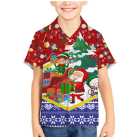 Croatia Christmas Family Matching Mermaid Dress and Hawaiian Shirt with Santa Sleigh Presents and Red Checkered Crest - Wonder Print Shop