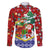 Croatia Christmas Family Matching Off The Shoulder Long Sleeve Dress and Hawaiian Shirt with Santa Sleigh Presents and Red Checkered Crest - Wonder Print Shop