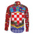 Croatia Christmas Family Matching Off Shoulder Short Dress and Hawaiian Shirt with Santa Sleigh Presents and Red Checkered Crest - Wonder Print Shop