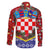 Croatia Christmas Family Matching Short Sleeve Bodycon Dress and Hawaiian Shirt with Santa Sleigh Presents and Red Checkered Crest - Wonder Print Shop
