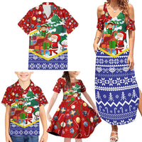Croatia Christmas Family Matching Summer Maxi Dress and Hawaiian Shirt with Santa Sleigh Presents and Red Checkered Crest - Wonder Print Shop