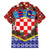 Croatia Christmas Family Matching Summer Maxi Dress and Hawaiian Shirt with Santa Sleigh Presents and Red Checkered Crest - Wonder Print Shop