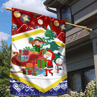 Croatia Christmas Garden Flag with Santa Sleigh Presents and Red Checkered Crest - Wonder Print Shop