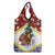 Croatia Christmas Grocery Bag with Santa Sleigh Presents and Red Checkered Crest - Wonder Print Shop
