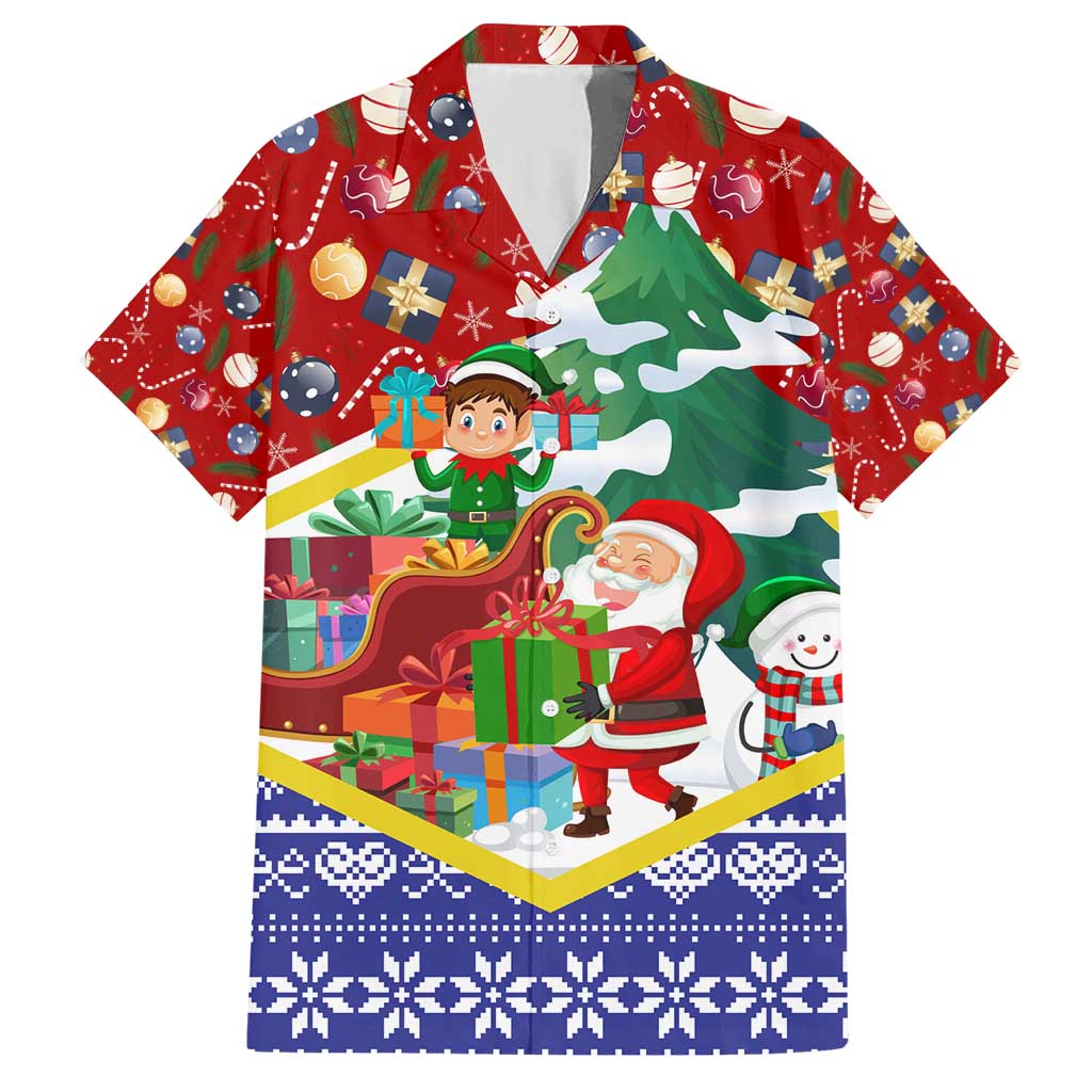 Croatia Christmas Hawaiian Shirt with Santa Sleigh Presents and Red Checkered Crest - Wonder Print Shop