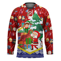 Croatia Christmas Hockey Jersey with Santa Sleigh Presents and Red Checkered Crest - Wonder Print Shop