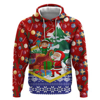 Croatia Christmas Hoodie with Santa Sleigh Presents and Red Checkered Crest - Wonder Print Shop